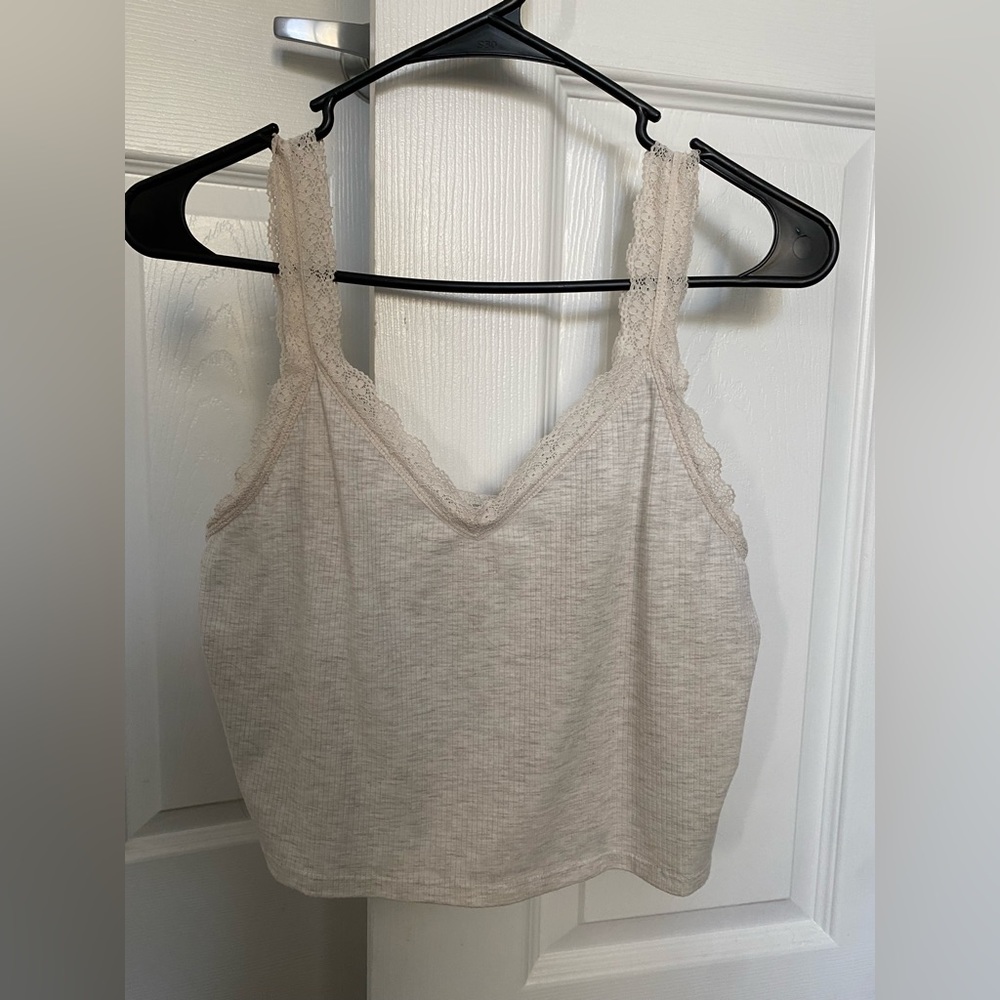 American Eagle Lace Trim Cropped Tank Top